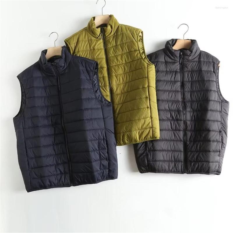 

Men' Vests 2022 Winter Men' Solid Color Simple Versatile Stand Collar Sleeveless Zipper Cardigan Lightweight Cotton Vest 5320/330, Black