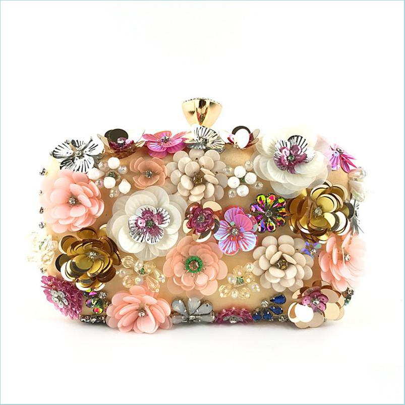 

Handbags Purses Minere Flower Beaded Jewelry Clutch Bags Fancy Ladies Wedding Bridal Purse Evening Handbags Women Crystal Party Di Dhhdz