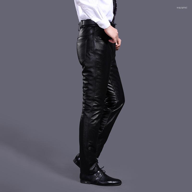 

Men's Pants Real Mens Luxury Cowskin Leather Trousers Plus Size Loose Genuine Cow Man Cowhide Motorcycle Biker Riding, Goat skin