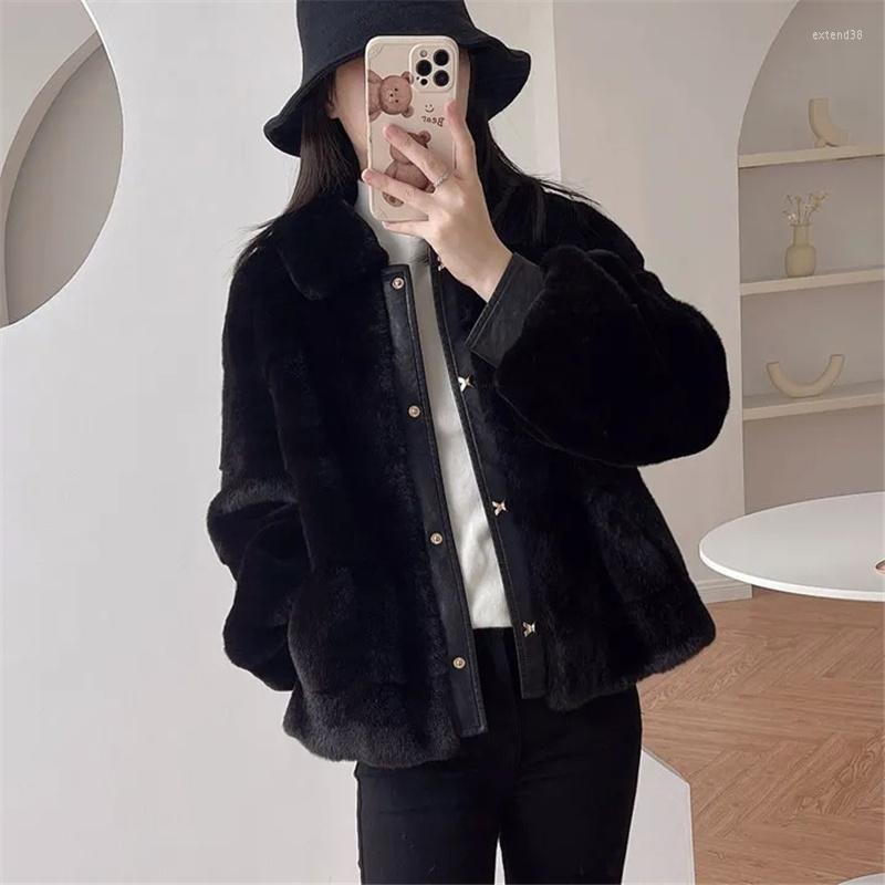 

Women' Fur Herstory 2022 Autumn Winter Faux Jacket Women' Parkas Korean Loose Warm Coat Outwear Female Short Ladies Double-faced, Beige