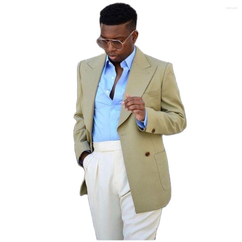 

Men's Suits Winter Light Green Peaked Lapel Men Sets Wedding Groom Wear Blazer White Trousers Custom Made Clothing 2Pcs Jacket Pants, Multi