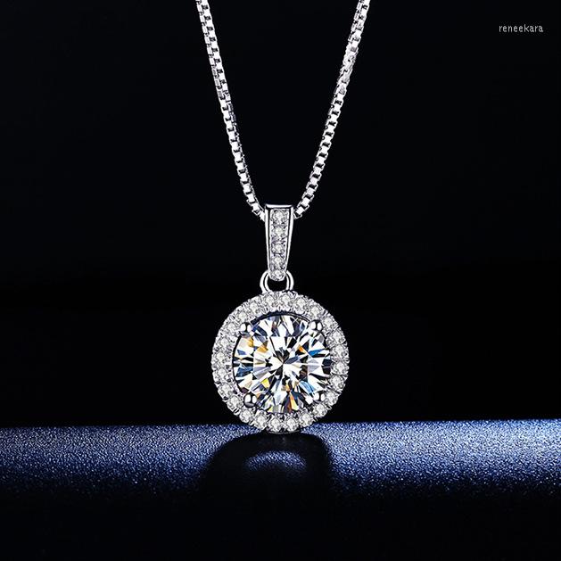 

Chains Simple Fashion Flash Diamond Round Simulation Moissanite Pendant Female Temperament Light Luxury Clavicle Chain Necklace