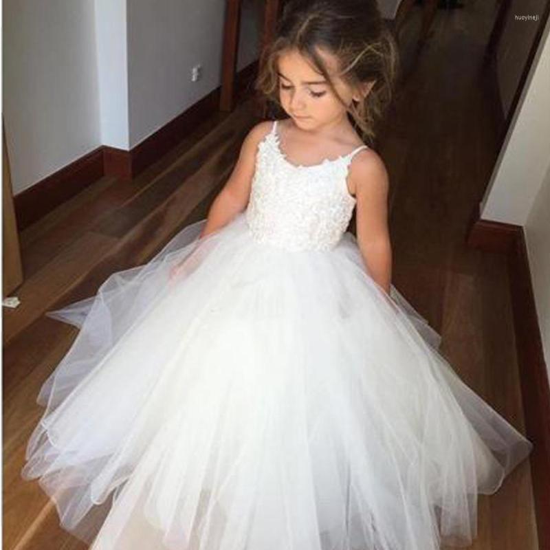 

Girl Dresses Lovely White Ivory Flower Girls Pageant Short Sleeve Kids First Communion Satin Prom