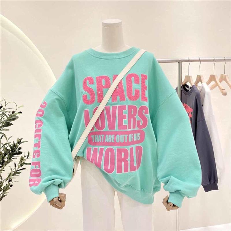 

Women's Hoodies 2022 Korean Casual Sequins Letter Loose Hoodie Women Long-sleeved Top Coat Trendy Sweatshirt Pullover, White