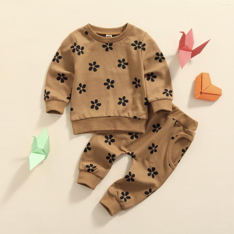 

Clothing Sets Autumn Baby Girls Boys Clothes 0-3Y Flowers Printed Long Sleeve Pullover Sweatshirt Tops Pants 2pcs