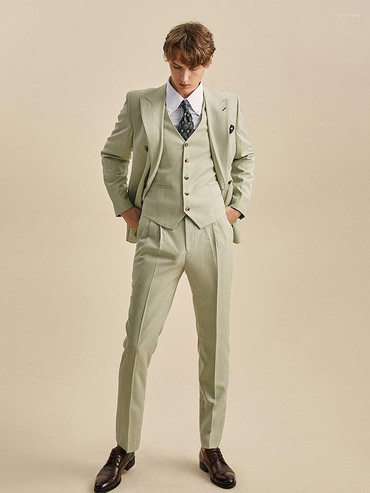 

Men's Suits 80% Cotton Suit Set For Men 2022 Summer Autumn Thin Double Breasted Blazer Pant Business Man Wedding Groom Christmas Party Wear