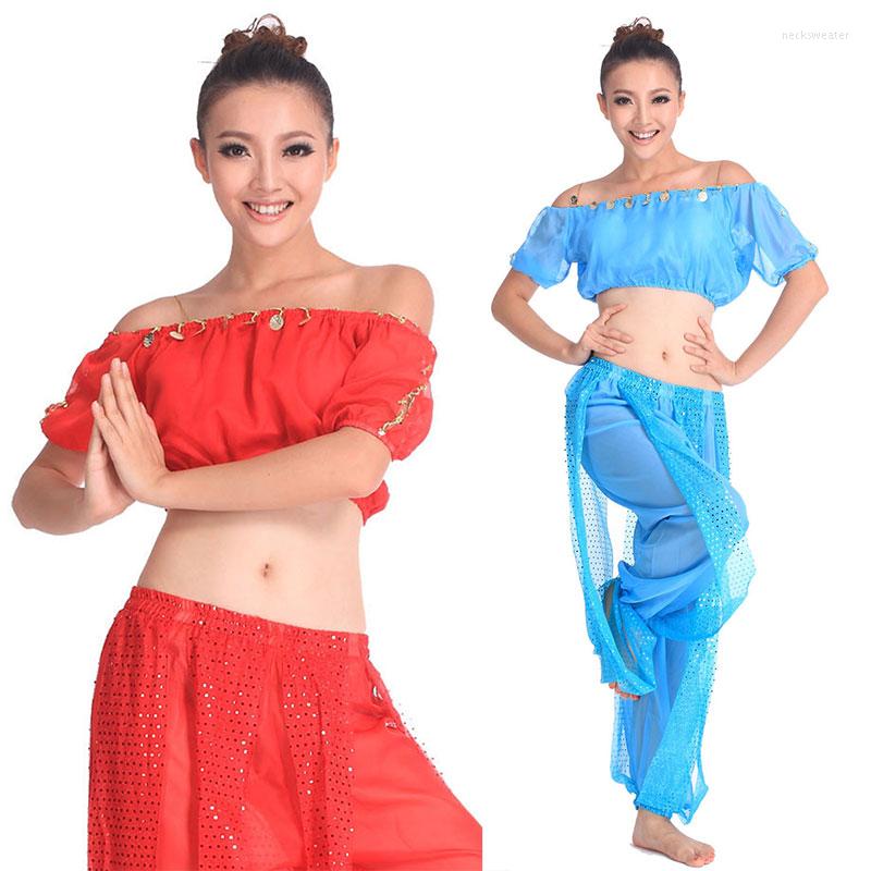 

Stage Wear 2pcs Set India Egyption Egypt Belly Dance Costume Bollywood Dress Bellydance Performance Dancing Sets, Blue
