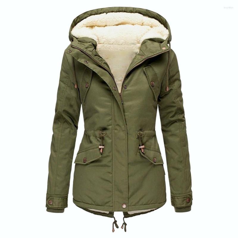 

Women's Down Women Winter Coat Warm Windproof Slim Outerwear Elastic Waist Zipper Pocket Hooded Fleece Thickening Parkas Outwear, Pink