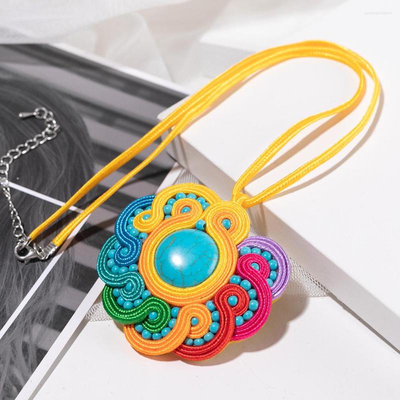 

Pendant Necklaces 2022 Vintage Handmade Bohemian Tassel Ethnic Women Crystal Decoration Stones Wood Necklace For Jewelry