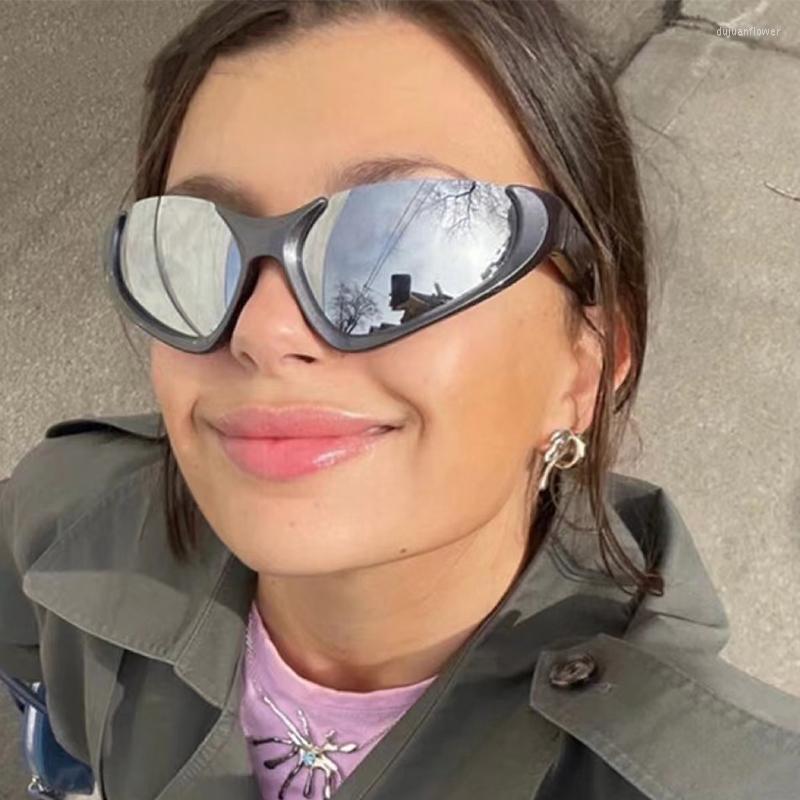 

Sunglasses Punk Sports Mirror Women Brand Designer Vintage Unisex Sun Glasses Men Windproof Goggles UV400 Half Frame Eyewears