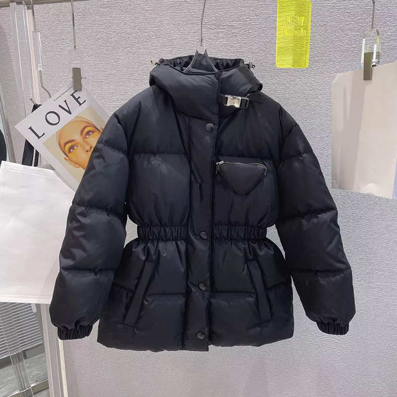 

Luxury Female' Parkas Medium Long Hoodie Cotton-padded Solid Clothes Triangle Pocket New Winter Warm Jacket winter coats for women, Black