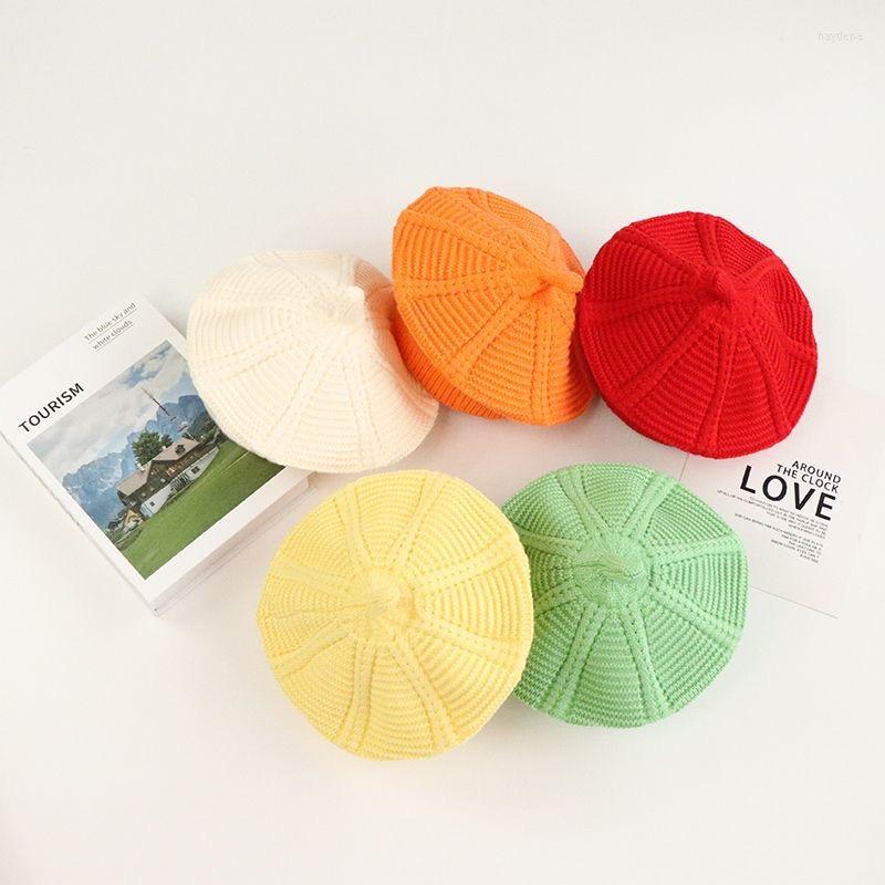 

Berets Children's Knitted Beret Fresh Autumn And Winter Wool Hat Fashion Trend Cute Children Boys Girls Baby Foreign Style, Black