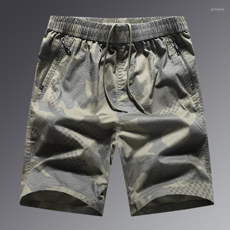 

Men's Shorts 2022 Summer Men's Camouflage Middle-aged And Elderly Thin Casual Loose Cotton Pants, Army green