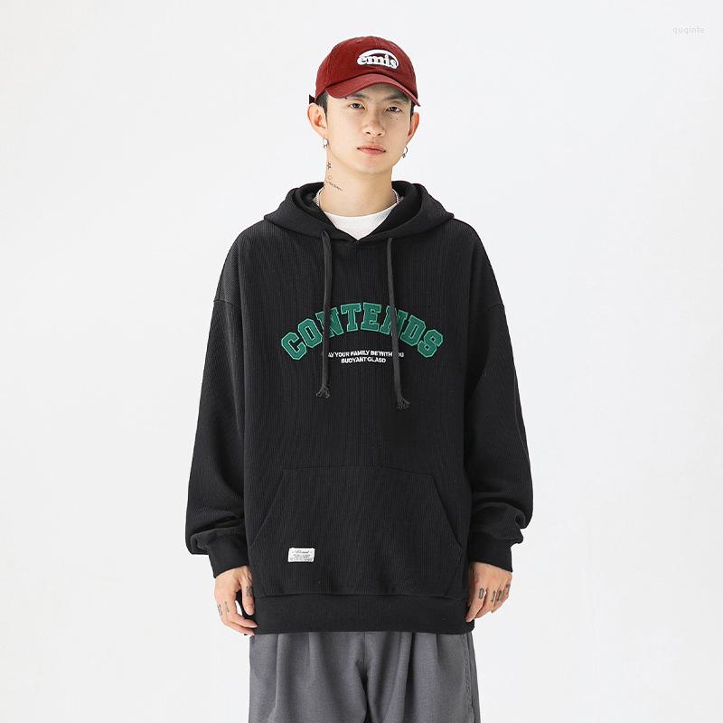 

Men's Hoodies Men's Waffle Glam Hoodie Retro Monogrammed Embroidered Matching Coat For Fall 2022, Black