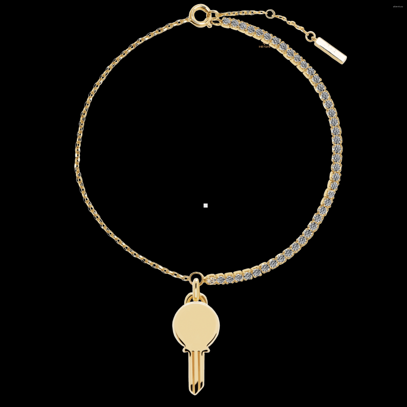

Charm Bracelets HESHI 925 Sterling Silver Gold-plated KEY Bracelet For Women Men Girl A-Z Alphabet Fine Jewelry Anniversary All-match Gifts