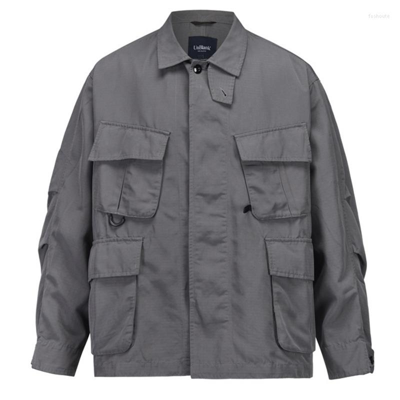 

Men's Jackets Vintage Multiple Pockets Lapel Military Jacket Outwear Top Coat Trendy Men Trench Solid Hunting Army, Black