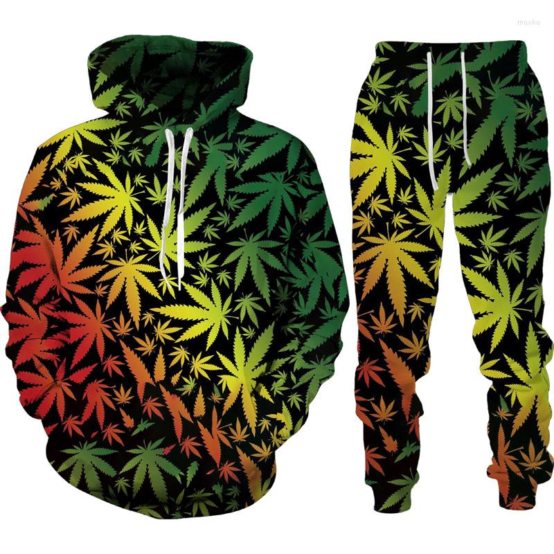 

Men's Tracksuits Europe And America Autumn Winter 3D Printed Plant Color Leaves Men's Hooded Suit Sportswear Women's Trend Coat, T24