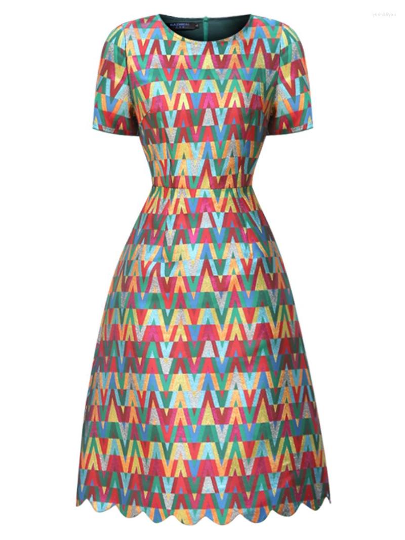 

Party Dresses Summer Jacquard Dress Bling Shiny Office Lady Split Straight Even Pencil Women Luxury Knee-Length O-neck, Picture shown