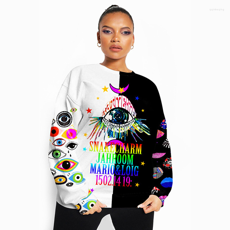 

Women' Hoodies Spring Autumn Round Neck Sweater Black European And American Urban Casual Tide Brand Printed Turtleneck Korean Tie-Dye, Pink
