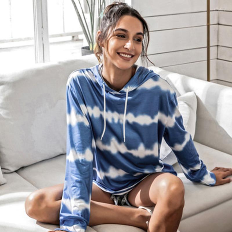 

Women' Hoodies 2022 Autumn And Winter Products Tie-dye Striped Long-sleeved Pullover Hoody Trendy Tops Fashion All-match Style, Blue