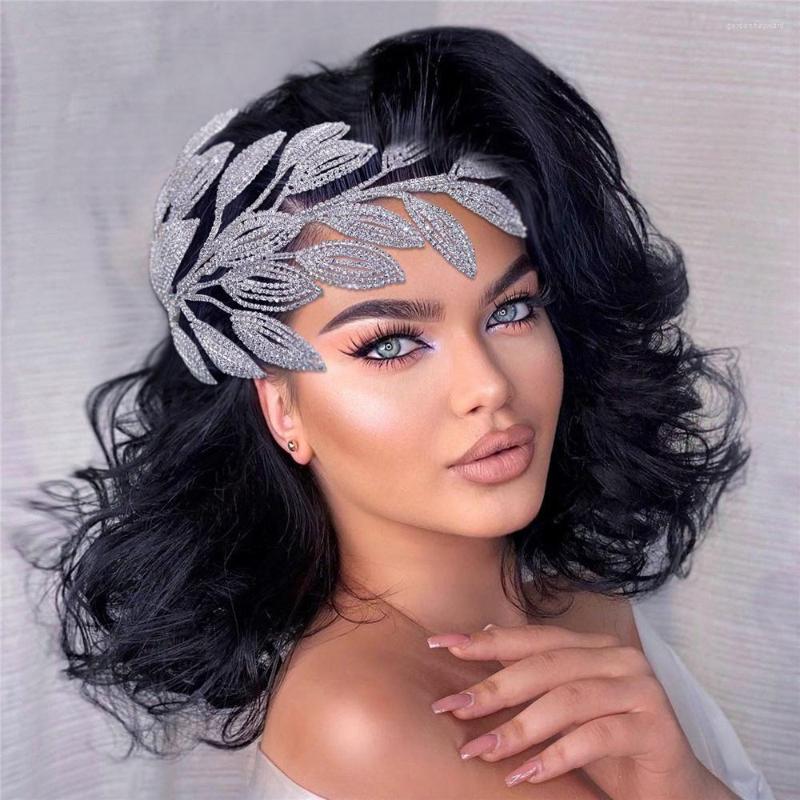 

Headpieces Silver Leaf Crystal Bridal Hair Accessories Women Rhinestone Headband Wedding Jewelry Bride Crown Tiaras With Comb