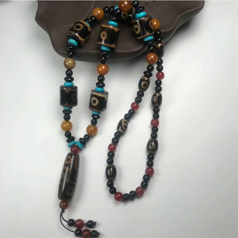 

Chains Selling Natural Dzi Bead Necklace Charm Jewellery Women's Hand-Carved For Women Men Fashion Accessories A003