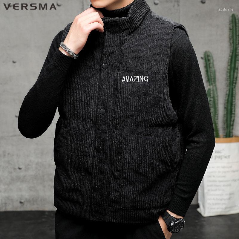 

Men's Vests VERSMA Korean Biker Motorcycle Vest Men Sleeveless Jacket Coat Winter Mens Padded Warm Waistcoats Male Weste, Black