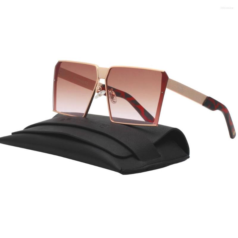 

Sunglasses Frames 87176 Oversized Square Women Flat Top Gradient/Mirror Eyewear UV400 Female Met Summer Sun Glasses