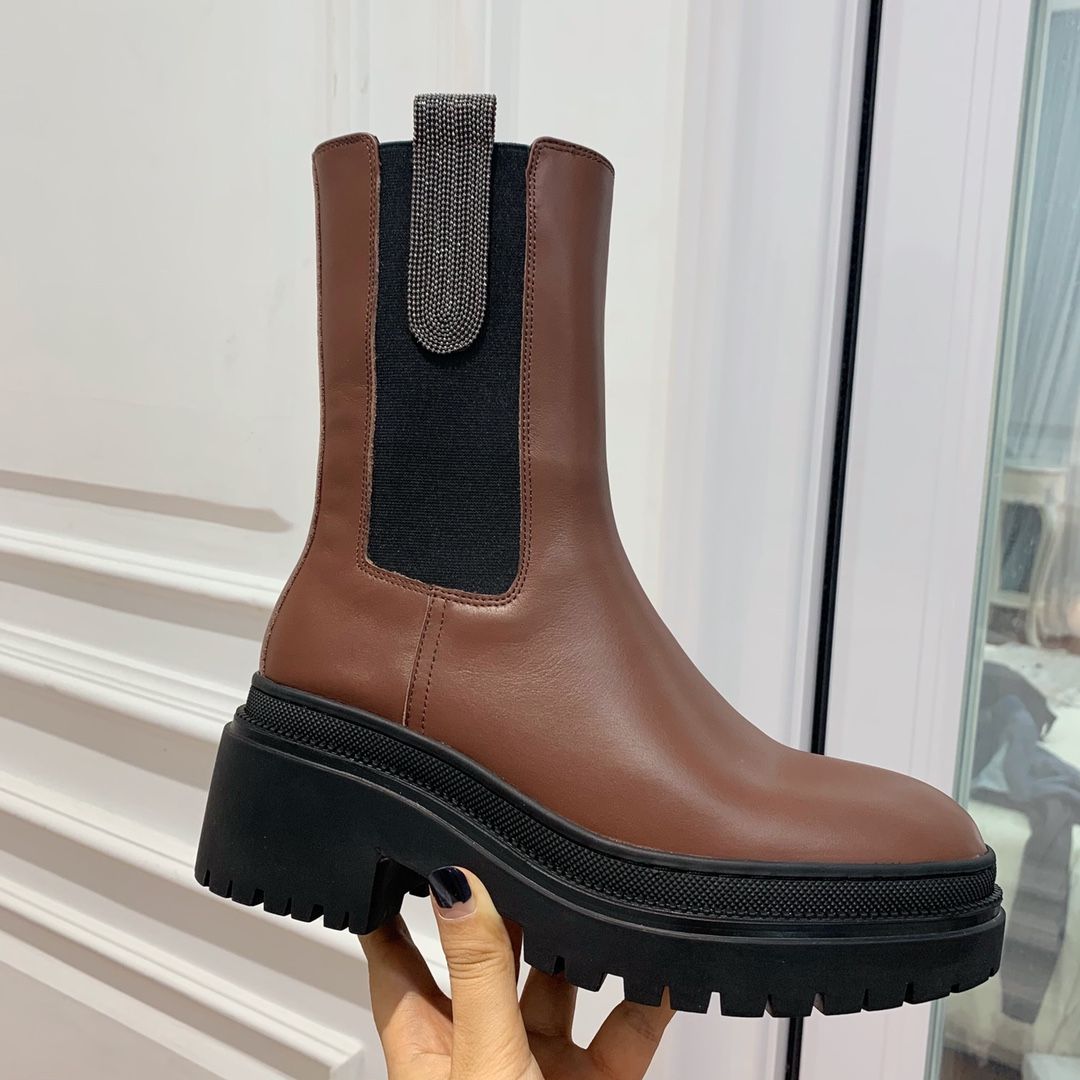 

Luxury Designer Women Ankle Boots Fashion Genuine Suede Leather Women Chelsea Booties Runway Outfit Platform Wedges Slip On Round Toe Woman Short Bota Female 2023, As show