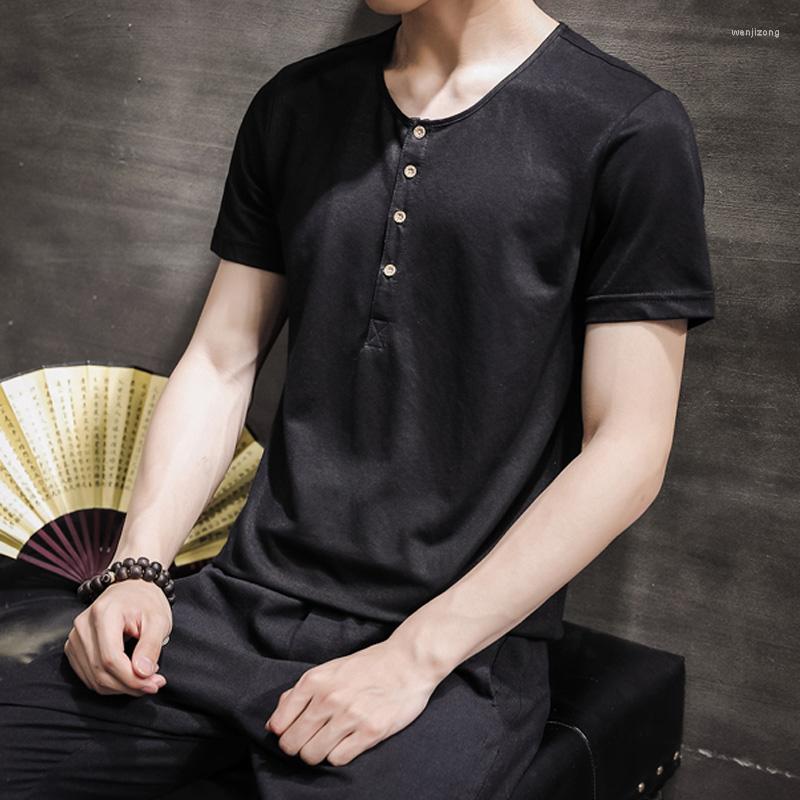 

Men's T Shirts Simple Creative Design Line Solid Color Cotton Men's Arrival Style Short Sleeve Men T-shirt Shirt O-neck Sl, Black