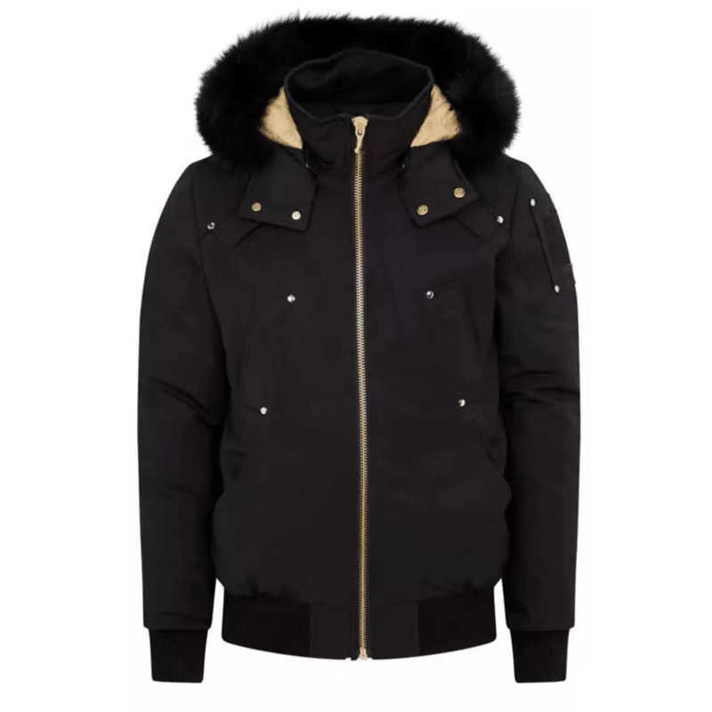 ￉tiquette de doublure en or Real Fox Fur Mens Canadian Mooses Bomber Ballistic Parka Oery Down Veste de survels de v￪tements chauds