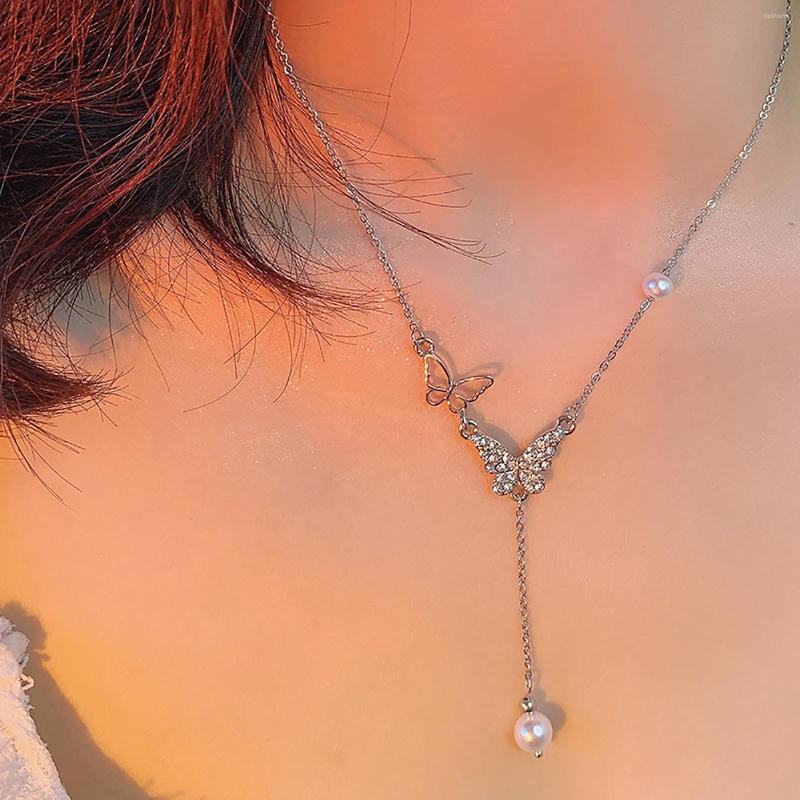 

Chains A Necklace Initial Silver Crystal Butterfly Pendant For Women Women's Necklaces BirthdayGift Custom