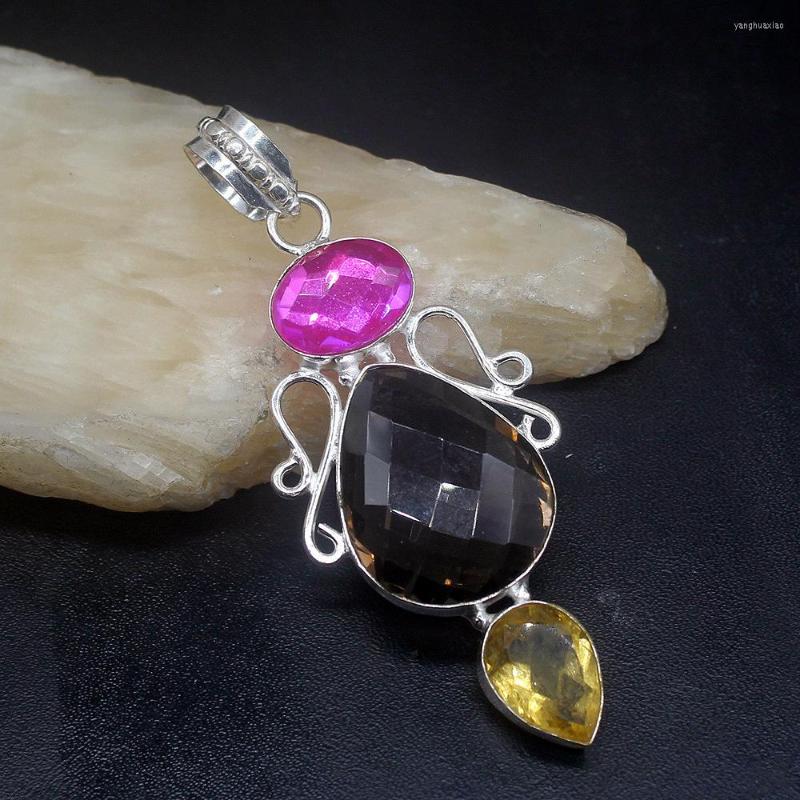 

Pendant Necklaces Gemstonefactory Jewelry Big Promotion 925 Silver Smoky Topaz Citrine Gemstone Women Ladies Gifts Necklace 0821