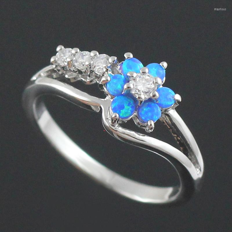 

Wedding Rings Blue Fire Opal Fashion Jewelry Women Silver Plated Ring 11B