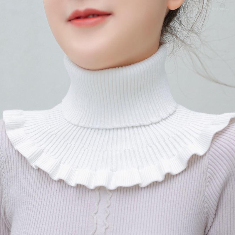 

Scarves Women Turtleneck Ribbed Knit False Collar Winter Color Dickey Ruffles Detachable Windproof Wrap Scarf