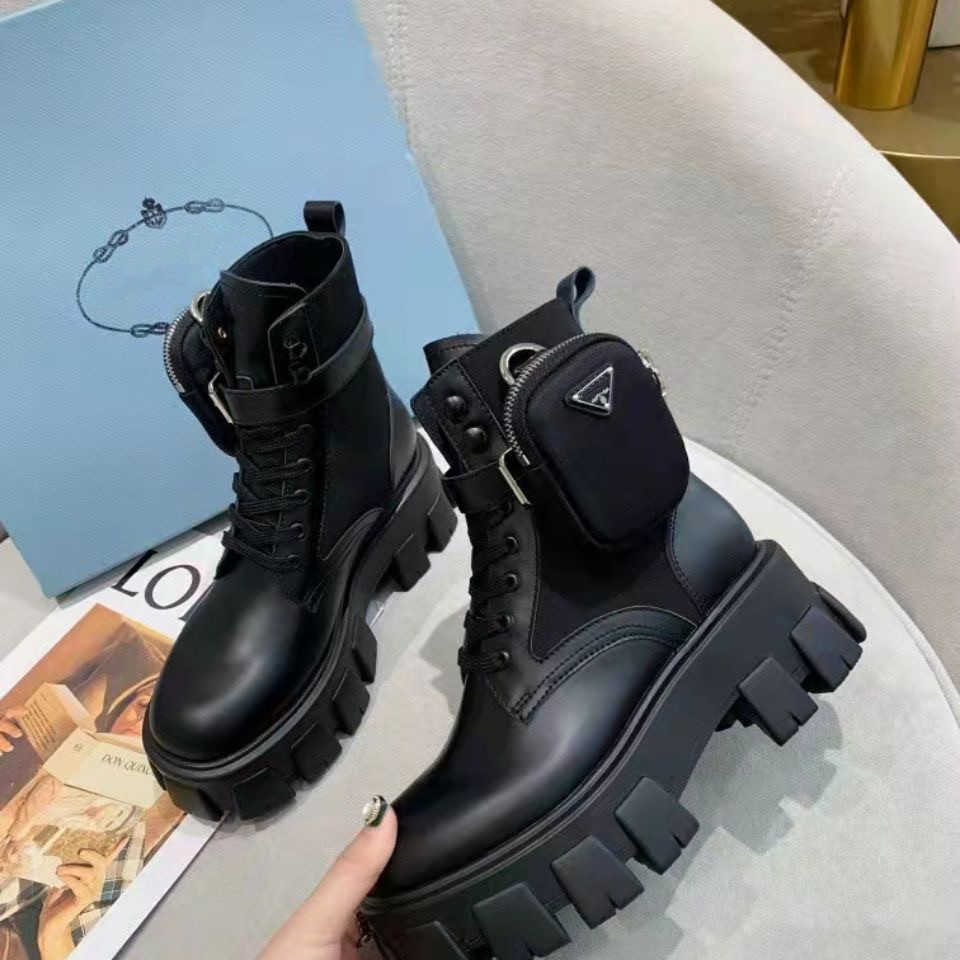 

Boots Women Designers Boots Ankle Martin monolith boot military inspired oversized leather shoes combat Platform bottom nylon bouch with bags e22
