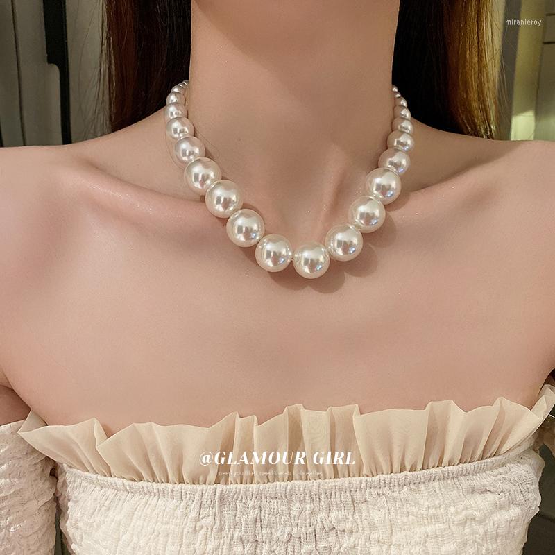 

Choker Vintage Gradient Size Pearl Necklace For Women Design Temperament Collarbone Chain Fashion Women's Jewelry