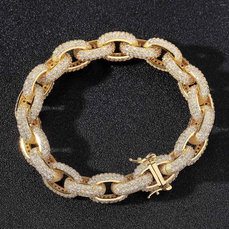 

Link Bracelets Hip Hop 13mm Twisted And Oval Bracelet Iced Out Micro Pave Cubic Zirconia Punk Jewelry For Gift