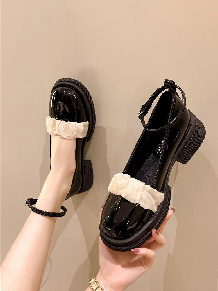 

Dress Shoes Spring And Summer British Style Single Women's Thick Heel Non-slip Bottom All-match Retro Small Leather, White