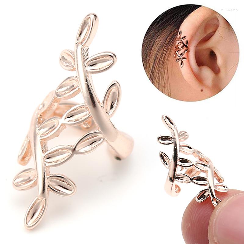 

Backs Earrings Rose Gold/Silver Color Leaf Clip Metal Vintage Leaves No Piercing Earcuff Earring Women Daily Wear Banquet Jewelry