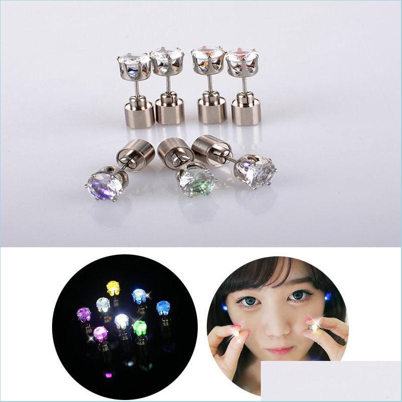 

Stud 1 Pair Light Up Led Earrings Flashing Studs Stainless Steel Blinking Dance Party Accessories For Girls Drop Delivery Jewelry Dhvog