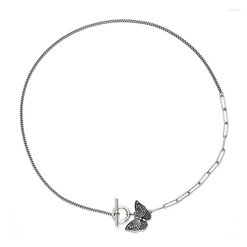 

Chains S925 Silver Necklace Women's Vintage Pendant Thai Three-dimensional Butterfly Chain Interlocking Elements Hand Ornament