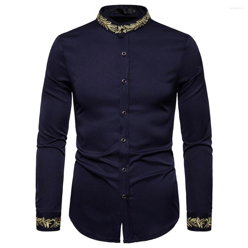 

Men's Dress Shirts Top Embroidery 2023 Kaftan Tees Shirt Men's Blouse Summer Style Casual Long Sleeve Male Plus Size Streetwear, Black
