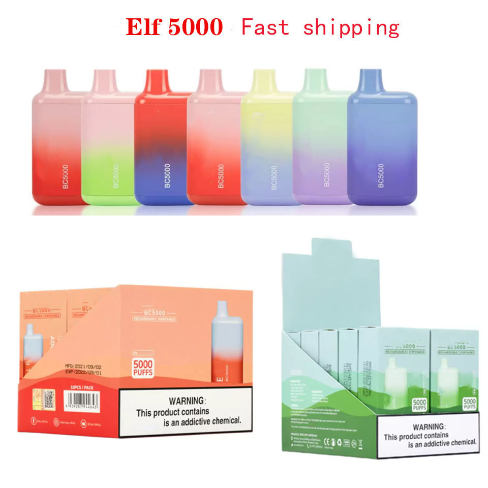 

Elf BC5000 5000 puffs E Cigarette kit 650mAh Rechargeable battery Disposable Vape Pod Bar vs elux bars 3500
