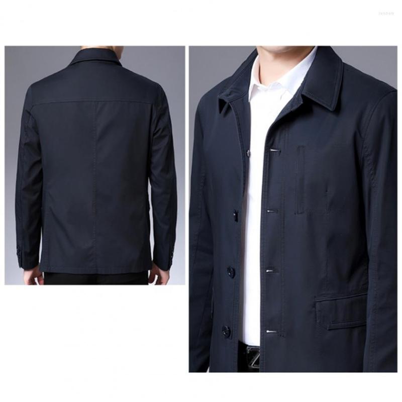 

Men's Jackets Stylish Men Business Jacket Single Breasted Male Relaxed Fit Button Up Tops Coat Temperament Middle Aged For Office, Black