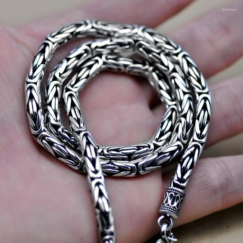 

Chains Pure S990 Sterling Silver Heavy Chain Necklace Men Peace Lines Corsair Jewelleries Vintage Handmade Style Gifts