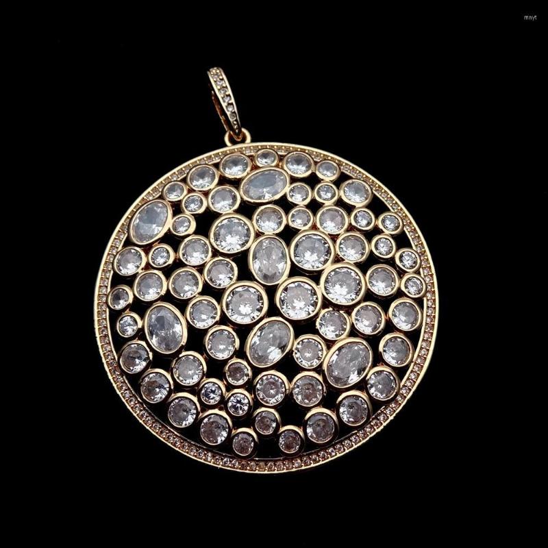 

Pendant Necklaces 1 PC Coin Shape Cubic Zirconia Pave Charm Accessories For Jewelry Making