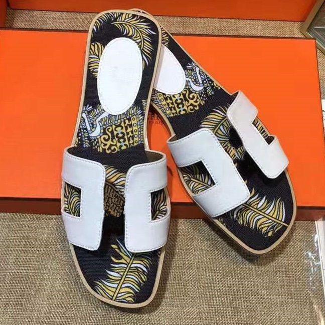 

Fashion Sandals Women Slippers Flat Slides Beach Sandal Slipper Leather H Summer Luxury Party Wedding Oran TOC QEp