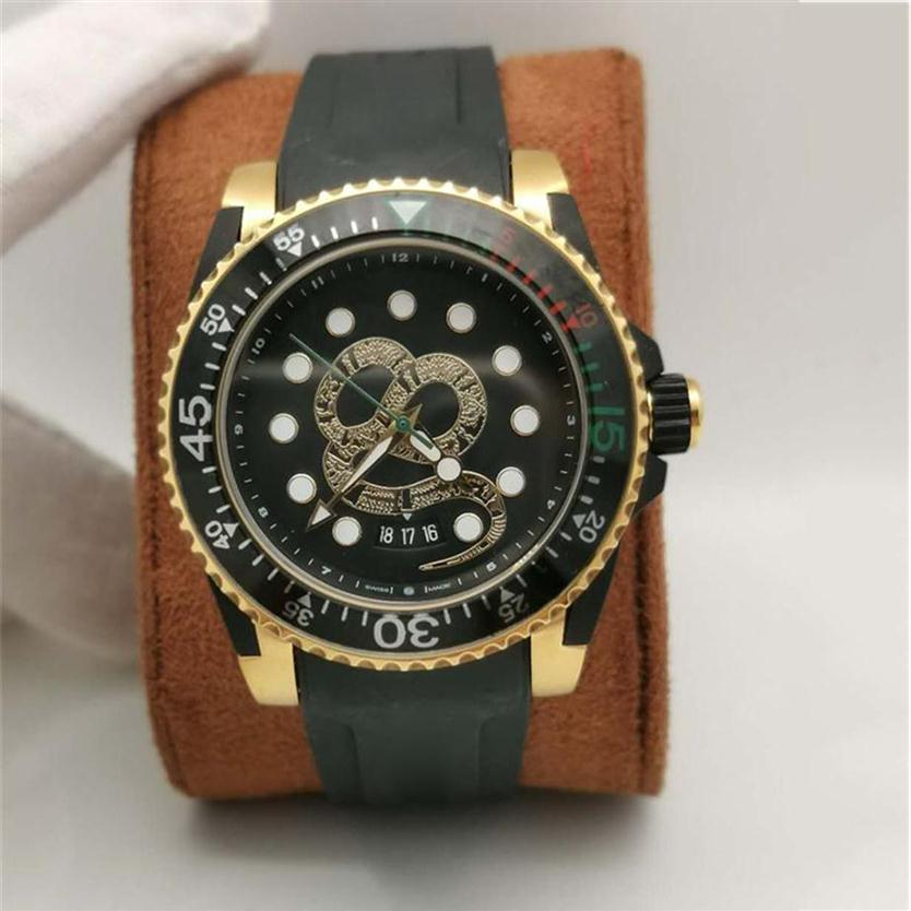 

Mens Watches montre de luxe 40MM Rubber Strap Quartz Movement Wristwatch Folding Clasp men watch snake Wristwatches207b314l, 10