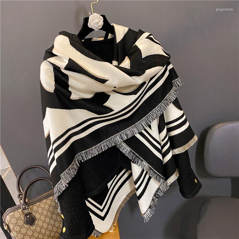 

Scarves Warm Cashmere Winter Shawl Women Scarf Casual Print Floral Pashmina Warps Female Thick Blanket Bufanda Outdoor Echarpe 130 128cm